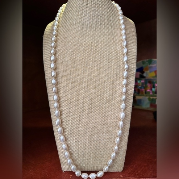VTG Glass Pearl Necklace And Knotted Cream Color Estate Jewelry Statement 5382 B - Picture 12 of 12